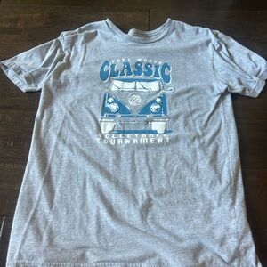 Next Level Apparel Gray Tee with Blue Vintage Graphic